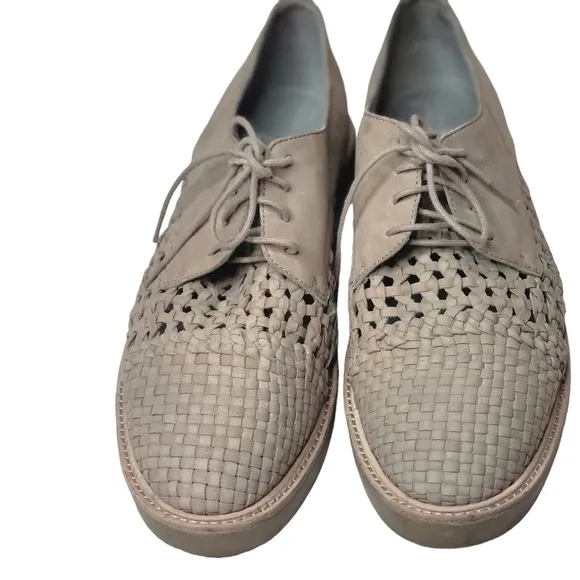 Eileen Fisher Platform Suede  Women’s Oxford Wedge Loafer Oath 9.5