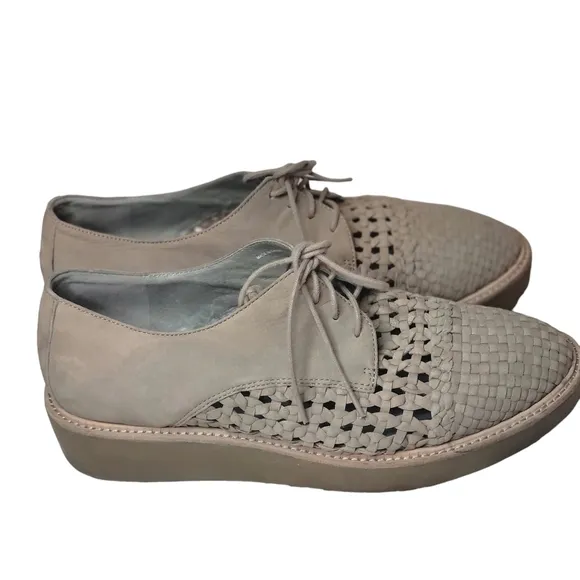 Eileen Fisher Platform Suede  Women’s Oxford Wedge Loafer Oath 9.5