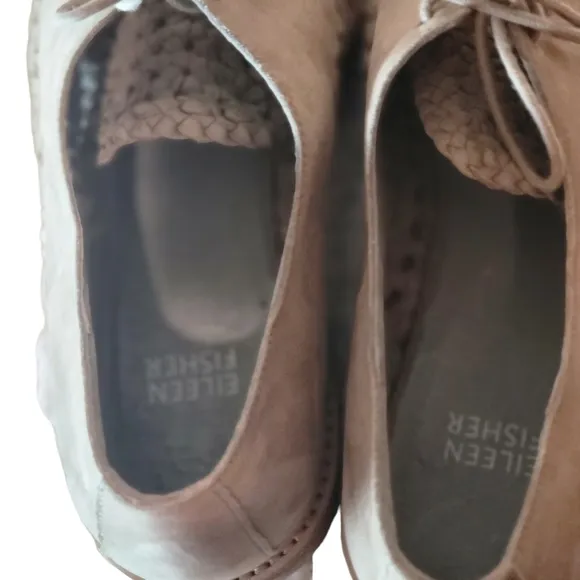 Eileen Fisher Platform Suede  Women’s Oxford Wedge Loafer Oath 9.5