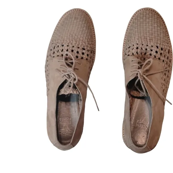 Eileen Fisher Platform Suede  Women’s Oxford Wedge Loafer Oath 9.5