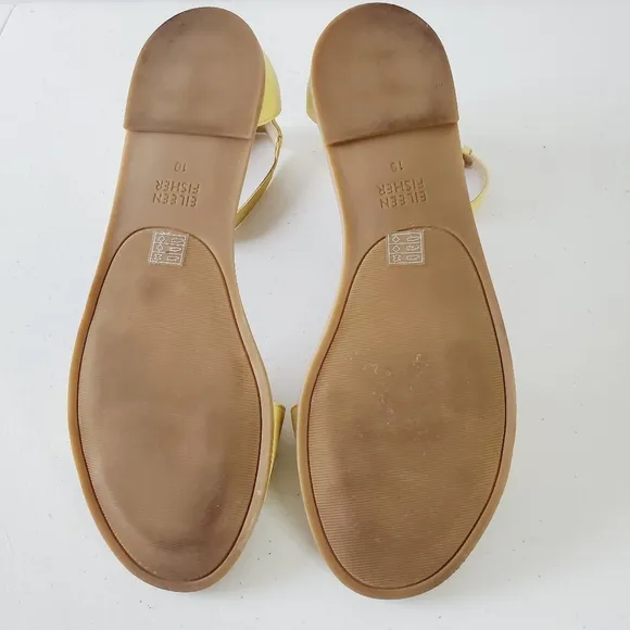 Eileen Fisher Razz Tumbled Leather Sandals Size 10 Ankle Strap Elegant Flats