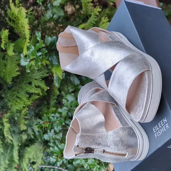 Eileen Fisher Sport Sneaker Tumbler Sandals In Platinum