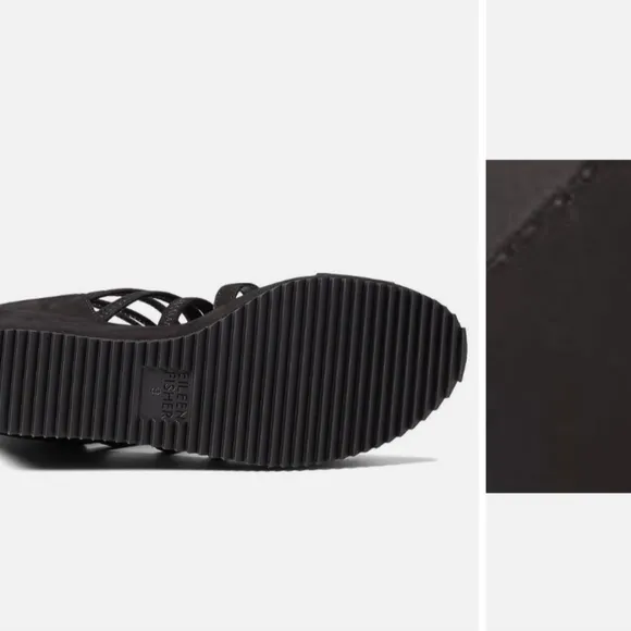 Eileen Fisher Wavey Platform Wedge Banded Sandals