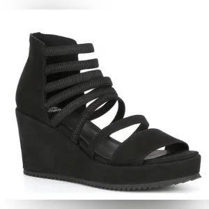Eileen Fisher Wavey Platform Wedge Banded Sandals