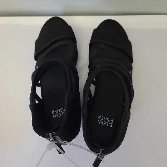 Eileen Fisher Wavey Platform Wedge Banded Sandals