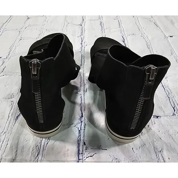 Eileen Fisher WOMENS SIZE 6 Tumbled Nubuck Leather Platform Black Sandals