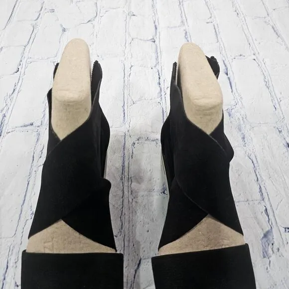 Eileen Fisher WOMENS SIZE 6 Tumbled Nubuck Leather Platform Black Sandals