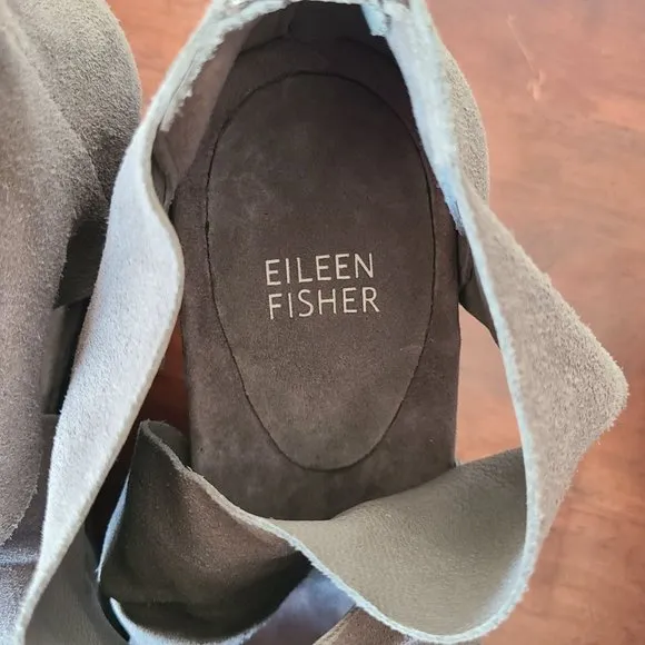 Eileen Fisher Women's Size 7 Draw Suede Wedge Sandals Platform Open Toe