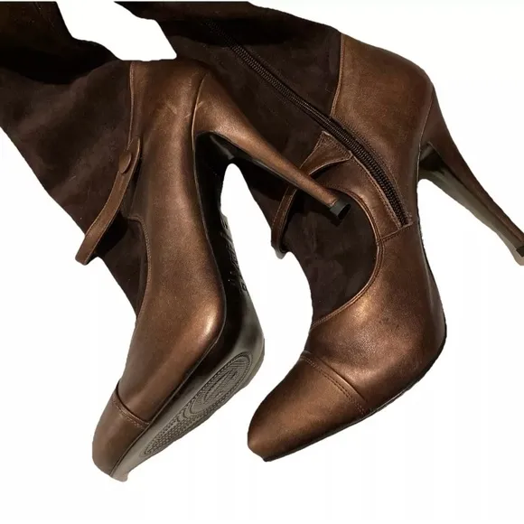 El Dante’s Brown Suede Over the Knee Stiletto Heel Boots. Sz. 9. Made in Spain