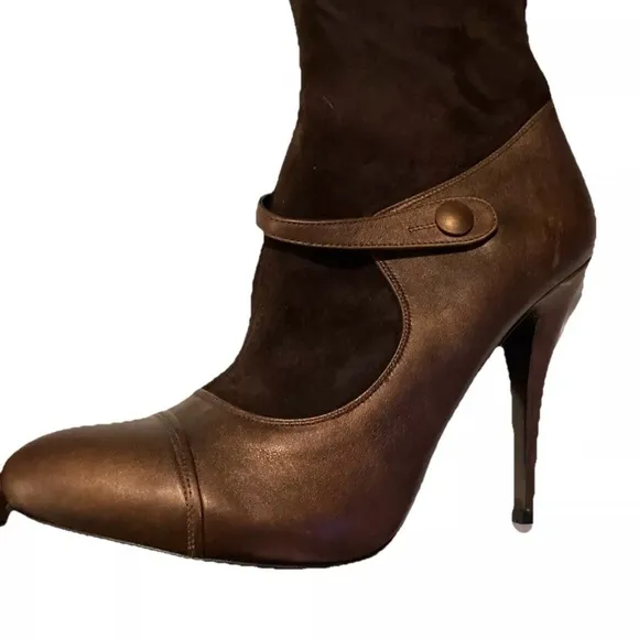 El Dante’s Brown Suede Over the Knee Stiletto Heel Boots. Sz. 9. Made in Spain