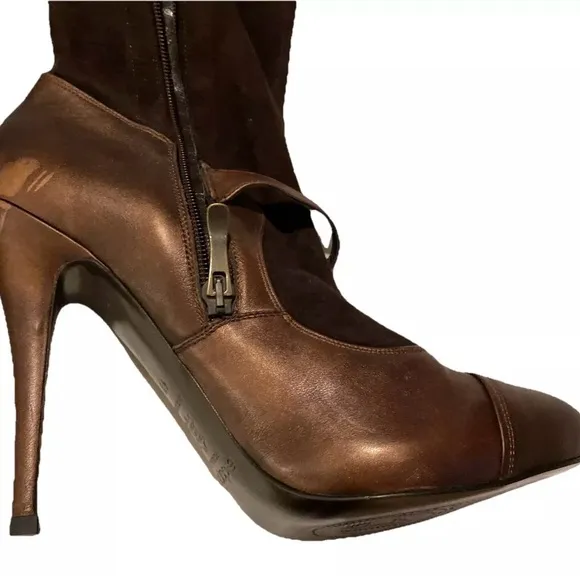 El Dante’s Brown Suede Over the Knee Stiletto Heel Boots. Sz. 9. Made in Spain