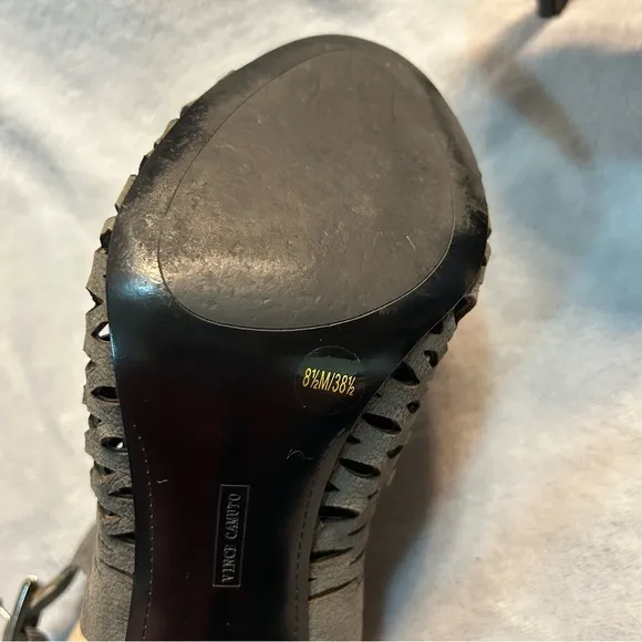Elegant Gray Peep-Toe Heels, size 8.5