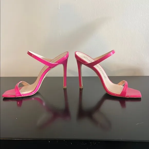 Elegant Pink Patent Sandals Heels Stuart Weitzman size 8