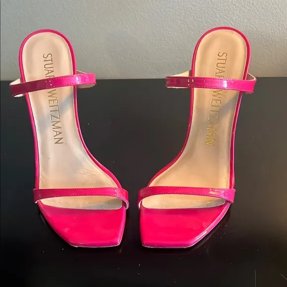 Elegant Pink Patent Sandals Heels Stuart Weitzman size 8