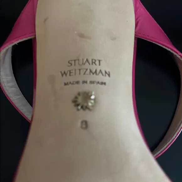 Elegant Pink Patent Sandals Heels Stuart Weitzman size 8
