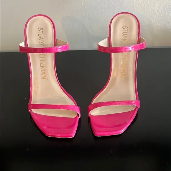 Elegant Pink Patent Sandals Heels Stuart Weitzman size 8