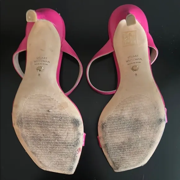 Elegant Pink Patent Sandals Heels Stuart Weitzman size 8