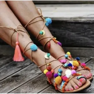 Elina Linardaki Intermix *Penny Lane* lace up leather gladiator sandals 38 7.5