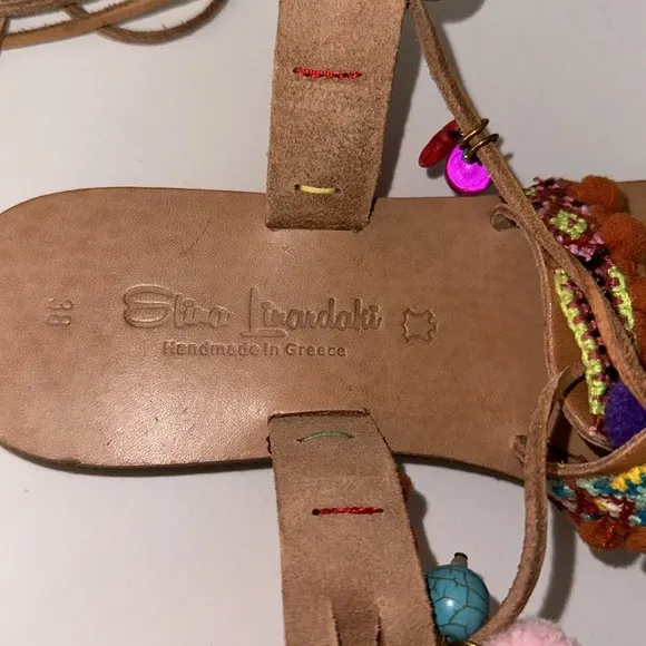 Elina Linardaki Intermix *Penny Lane* lace up leather gladiator sandals 38 7.5