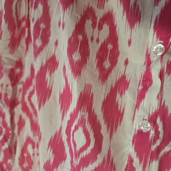 Ellen Tracy Shirt Dress $129 Fuscia Pink Boho Whimsical Button Down Preppy NEW