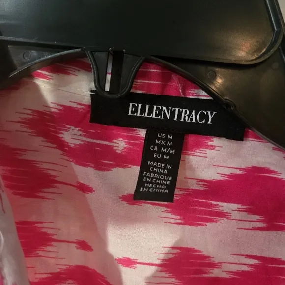 Ellen Tracy Shirt Dress $129 Fuscia Pink Boho Whimsical Button Down Preppy NEW