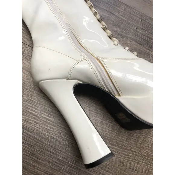 Ellie White‎ Sexy Nurse Platform Boots 8 Chunky Heel Dancing Shoes NEW
