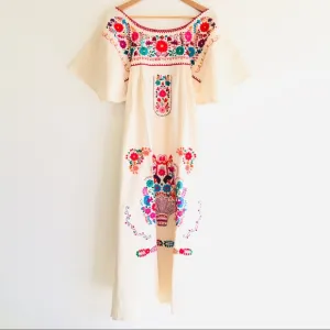 Embroidered Mexican Dress Boho Maxi