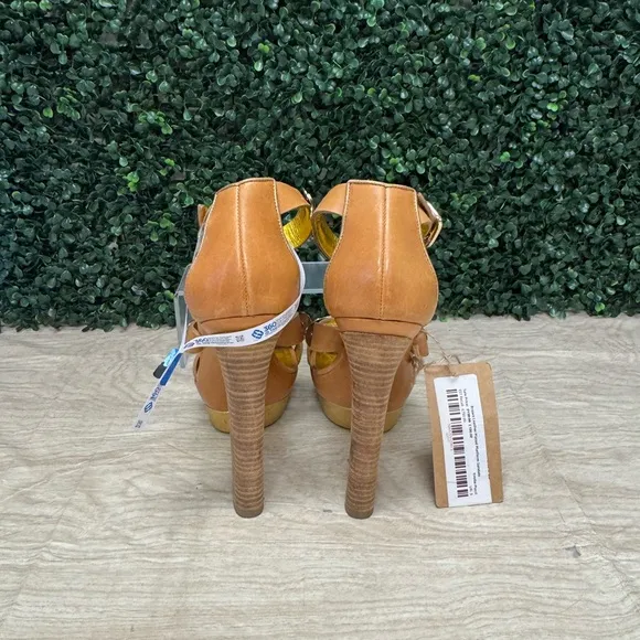 Emilio Pucci Brown Leather Plated Platform Sandals - W6