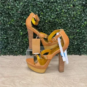 Emilio Pucci Brown Leather Plated Platform Sandals - W6