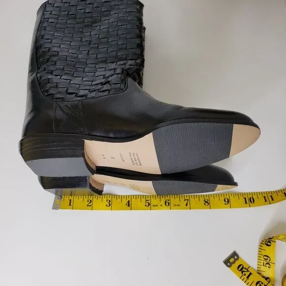Enzo Angiolini Black Woven Leather Boots Size 6