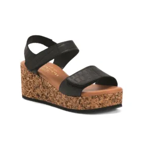 ERIC MICHAEL Black Made In Spain Leather Cleo Sandals