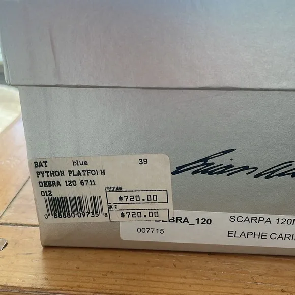EUC, Brian Atwood Blue and Cream Python Women's Heels- size 39