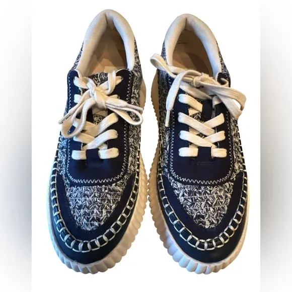 EUC DOLCE VITA Dolen Denae Womens Shoes Sneakers Cream and Navy Platform Size 9