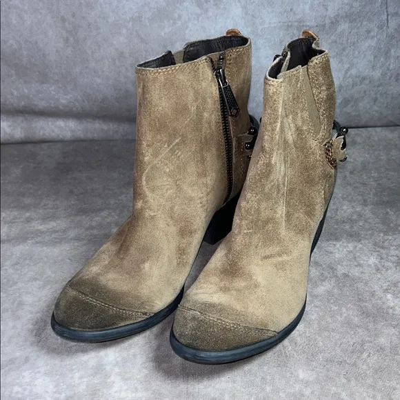 EUC Donald J Pliner Western Couture Collection Women US 8M Tan Brown Ankle Boot