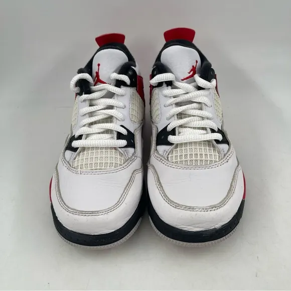 EUC Nike Kids Jordan 4 Retro Red Cement White Red Athletic Shoes - Size 12 Child