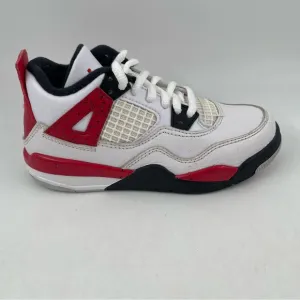 EUC Nike Kids Jordan 4 Retro Red Cement White Red Athletic Shoes - Size 12 Child
