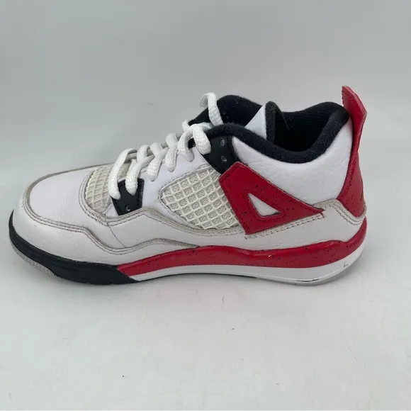 EUC Nike Kids Jordan 4 Retro Red Cement White Red Athletic Shoes - Size 12 Child