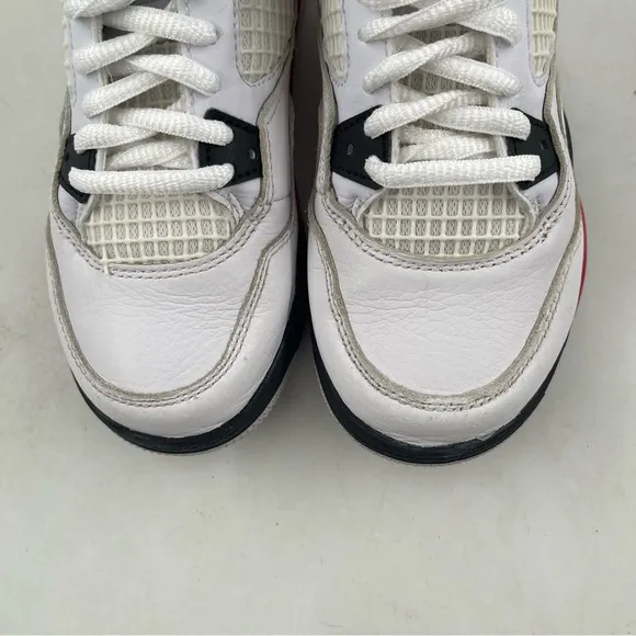 EUC Nike Kids Jordan 4 Retro Red Cement White Red Athletic Shoes - Size 12 Child