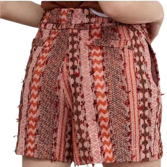 Eva Franco ANTHROPOLOGIE Fall Orange Aztec Motif Women's Luxe Tweed Shorts 4