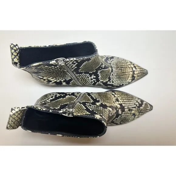 Everlane The Boss Boot Snake Print Ankle Pointy Toe Booties Women's SIZE 8