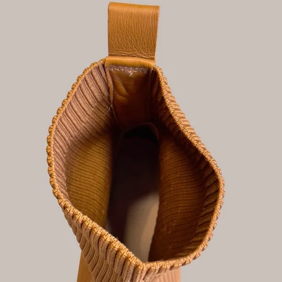 Everlane The Glove Ribbed Knit Toffee Ankle Stretch Block Heel Boots Size 10