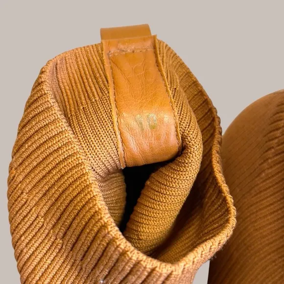 Everlane The Glove Ribbed Knit Toffee Ankle Stretch Block Heel Boots Size 10
