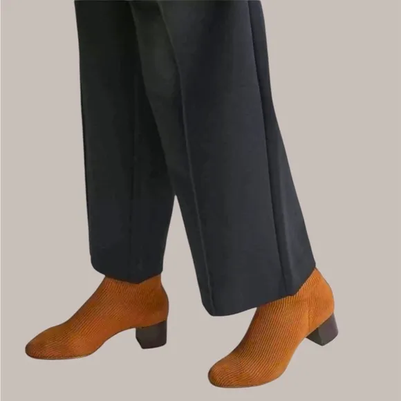 Everlane The Glove Ribbed Knit Toffee Ankle Stretch Block Heel Boots Size 10