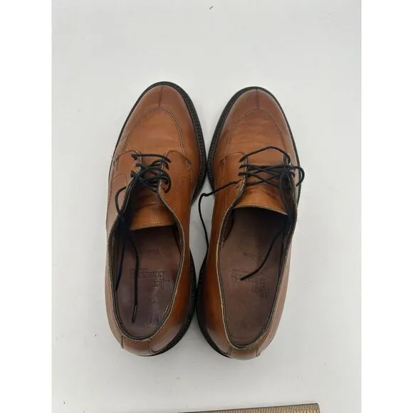 Excellent Vintage Allen Edmonds‎ Brown Leather Split Toe &quot;Walton&quot; Oxfords 7.5D