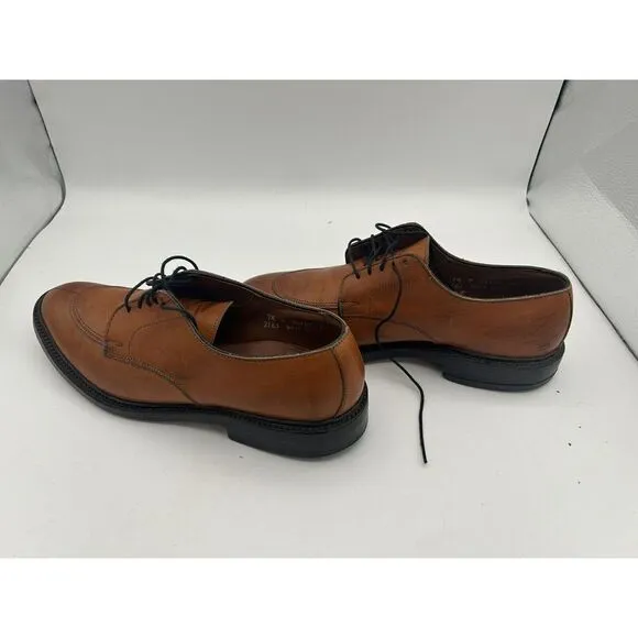 Excellent Vintage Allen Edmonds‎ Brown Leather Split Toe &quot;Walton&quot; Oxfords 7.5D