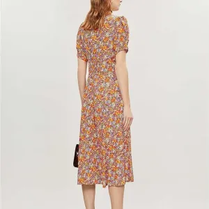 Faithfull The Brand Women’s Beline Dress Meja Floral Print Round Neck Midi Flowy