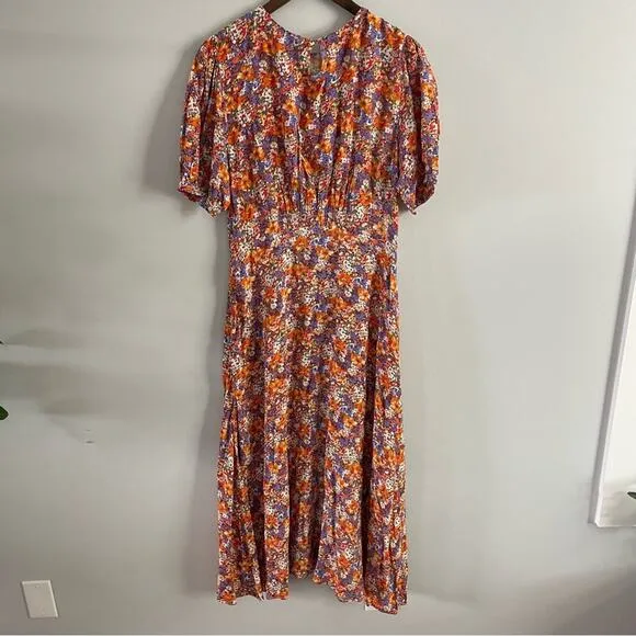 Faithfull The Brand Women’s Beline Dress Meja Floral Print Round Neck Midi Flowy