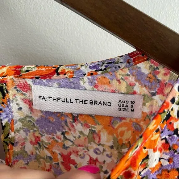 Faithfull The Brand Women’s Beline Dress Meja Floral Print Round Neck Midi Flowy