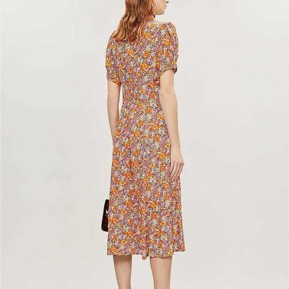 Faithfull The Brand Women’s Beline Dress Meja Floral Print Round Neck Midi Flowy