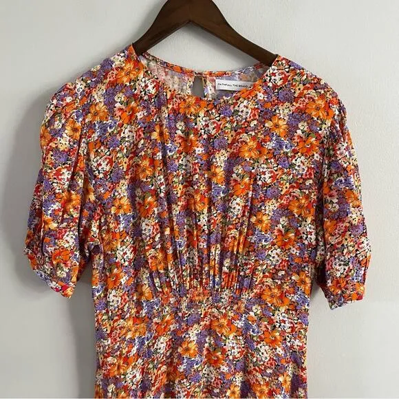 Faithfull The Brand Women’s Beline Dress Meja Floral Print Round Neck Midi Flowy
